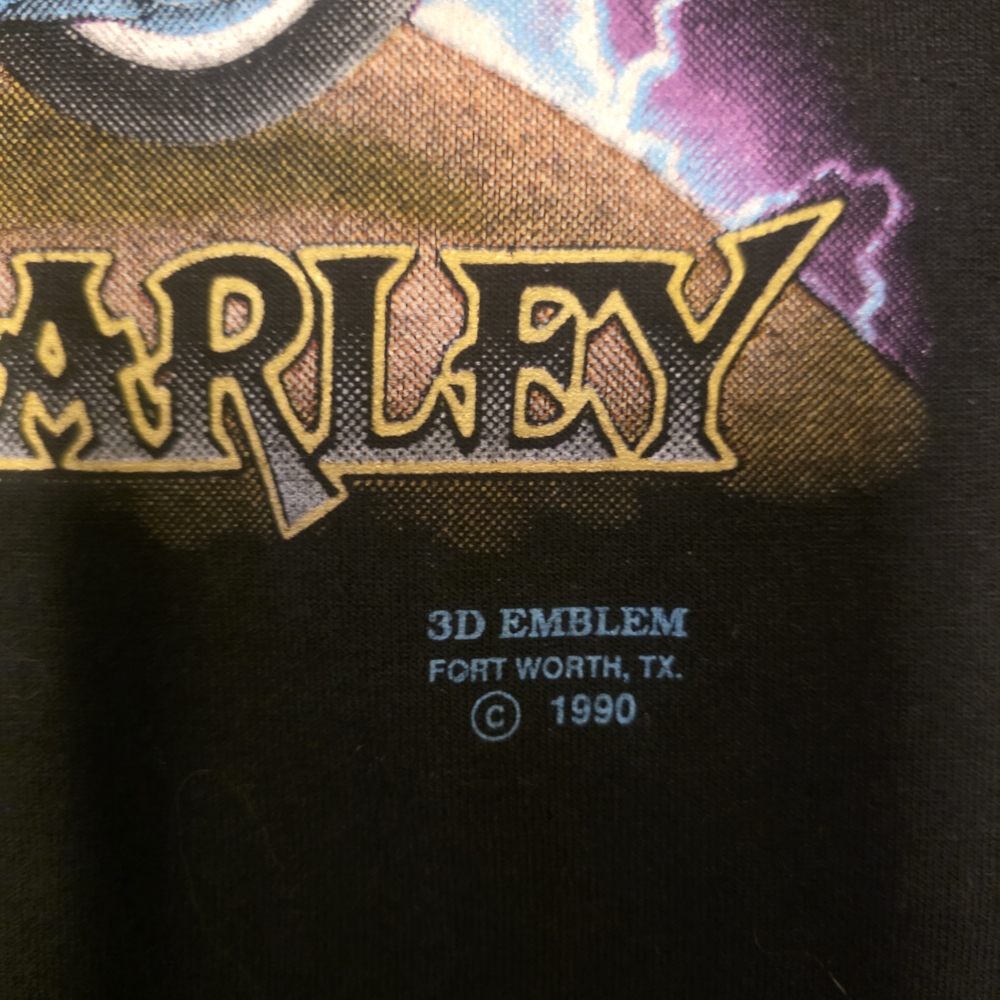 Vintage Harley Davidson 3D Emblem “The Last Biker on Earth” Wizard T-Shirt 1990 - Picture 5 of 6